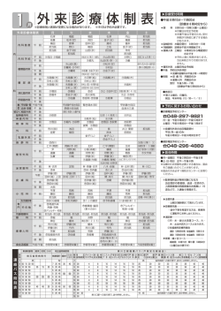 外来診療体制表 2015年1月