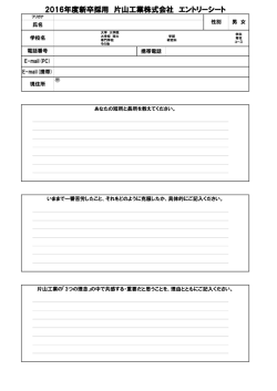 2016年度新卒採用 片山工業株式会社 エントリーシート
