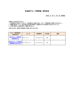 杉並区グループ保育室 空き状況