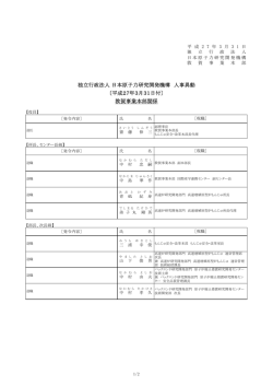 独立行政法人 日本原子力研究開発機構 人事異動 〔平成27年3月31