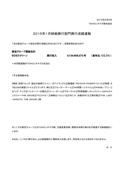 2015年1月映画興行部門興行成績速報