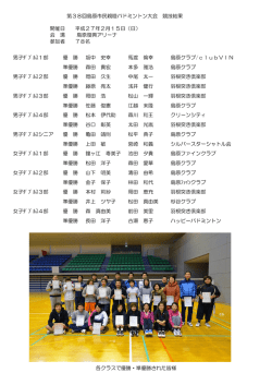 男子ﾀﾞﾌﾞﾙｽ1部 優 勝 坂中 史幸 馬渡 倫幸 島原クラブ/clubVIN 準優勝 森