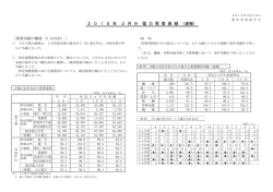 2 0 1 5 年 2 月 分 電 力 需 要 実 績 （速報）