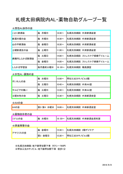 札幌太田病院内AL・薬物自助グループ一覧