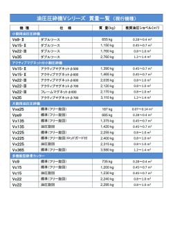 油圧圧砕機Vシリーズ 質量一覧