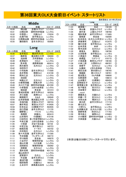 第36回東大OLK大会前日イベント スタートリスト