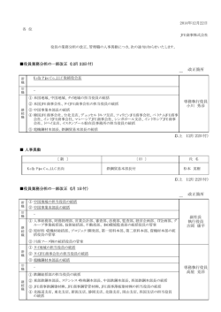 2014年12月22日 役員業務分担の一部改正（12月22日付）