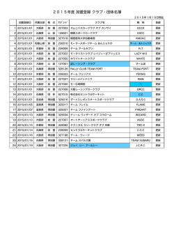 2015年度 加盟登録 クラブ・団体名簿