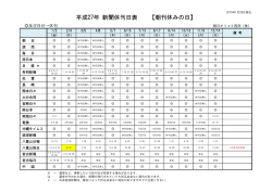 2015年 新聞休刊日一覧（山口・九州・沖縄）
