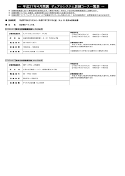 ～ 平成27年4月開講 デュアルシステム訓練コース一覧表 ～