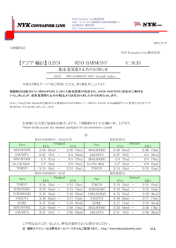 (LEO) RDO HARMONY Voy.013S 船名変更取り止め