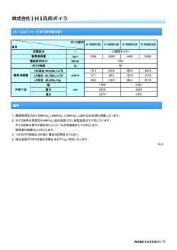 【K－CGE シリーズガス焚き要目表】 備考