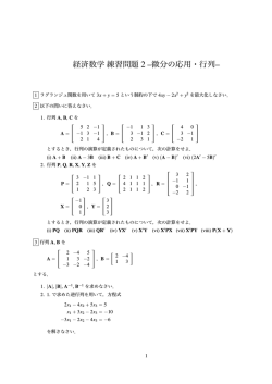 経済数学練習問題 2 &ndash;微分の応用・行列&ndash;