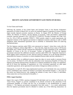 RECENT JAPANESE GOVERNMENT SANCTIONS ON RUSSIA