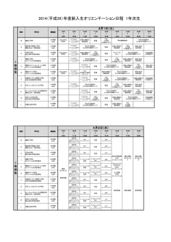 2014（平成26）年度新入生オリエンテーション日程 1年次生