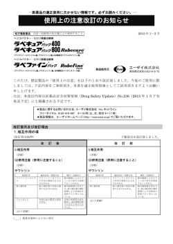 使用上の注意改訂のお知らせ