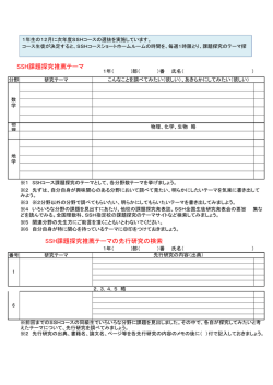 SSH課題探究推薦テーマの先行研究の検索 SSH課題探究推薦テーマ