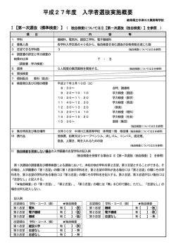平成27年度入学者選抜実施概要をUPしました。