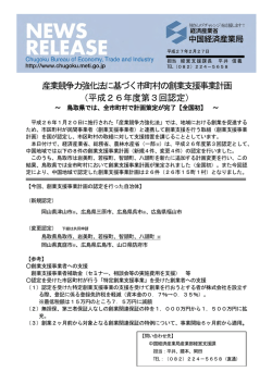 産業競争力強化法に基づく市町村の創業支援事業