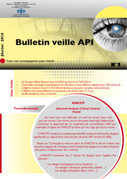 fèvrier 2014 Bulletin veille API N°2 HACCP