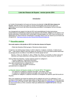 Liste des oiseaux guyanais 2014 - PDF