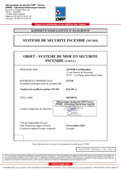 SYSTEME DE SECURITE INCENDIE (NF-SSI) OBJET