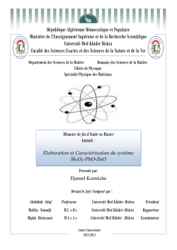 Elaboration et Caract&eacute;risation du syst&egrave;me Sb2O3-PbO-ZnO