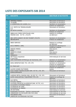 LISTE DES EXPOSANTS SIB 2014