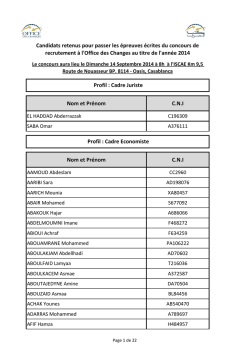 Nom et Prénom CNI Nom et Prénom CNI Candidats retenus pour