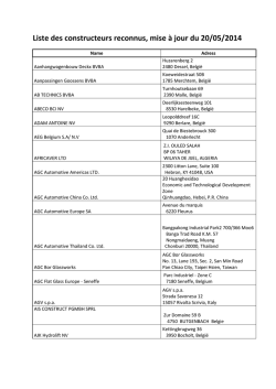 Liste des constructeurs reconnus, mise à jour du 20/05/2014