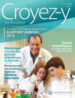 RAPPORT ANNUEL 2013 - St-Boniface Hospital Research