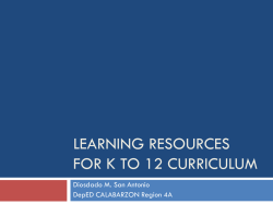 Learning Resources for K to 12 Curriculum