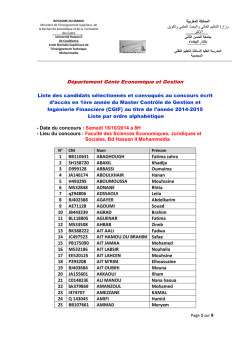 Liste des candidats présélectionnés et convoqués au concours