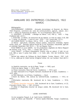 Annuaire des entreprises coloniales 1922-Maroc