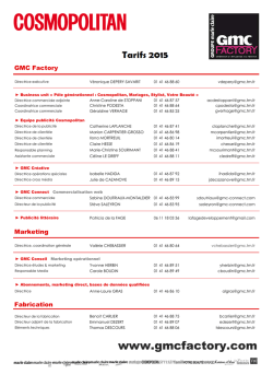 T&eacute;l&eacute;charger la plaquette tarifs 2015 Cosmopolitan