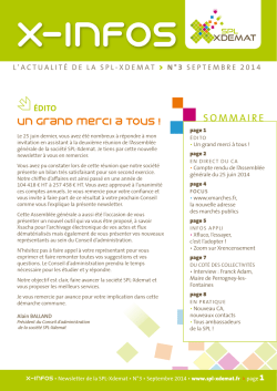 sommaire - SPL-Xdemat, la d&eacute;mat&eacute;rialisation tout simplement