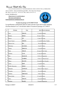Liste des admis au passage en F1C2 MATHS / SCIENCES