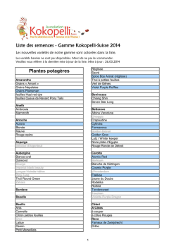 Plantes potag&egrave;res Liste des semences