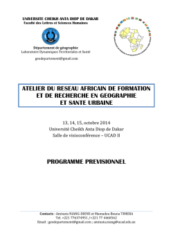 le programme prévisionnel - Université Cheikh Anta Diop