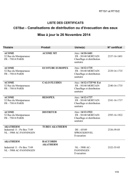 Liste des produits certifiés au 26/11/2014