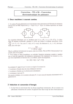 Correction - TD n˚20 - Conversion électromécanique de puissance 1