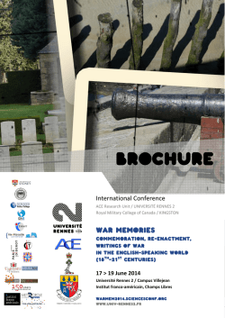 Conference Brochure - War Memories: Commemoration, Re