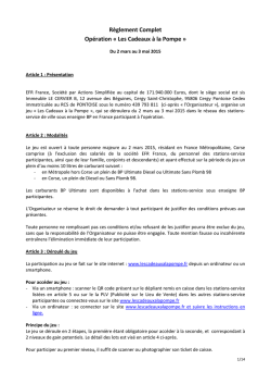 Règlement du jeu - Opération cadeaux à la pompe