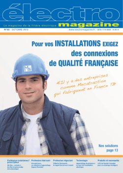 N° 63 - Octobre 2013 - Électro magazine filière électrique