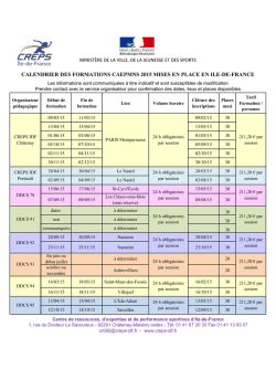 CALENDRIER DES FORMATIONS CAEPMNS 2015 MISES