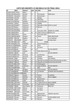 LISTE DES INSCRITS 15 KM BELLE ILE EN TRAIL 2014