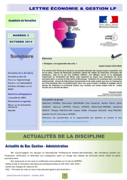 ACTUALIT&Eacute;S DE LA DISCIPLINE Sommaire - CREG
