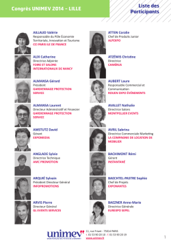 Congrès UNIMEV 2014 - LILLE Liste des Participants