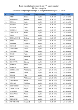 Liste des étudiants inscrits en 1 année master Filière : Anglais