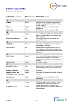 Liste des exposants / List of exhibitors